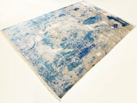 Abstract Blue, 292x198 cm, Wolle und seide, Indien - Orientteppiche Zarif