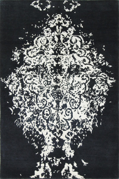 Bombay B&W, 181x123 cm, Wolle und seide, Indien - Orientteppiche Zarif