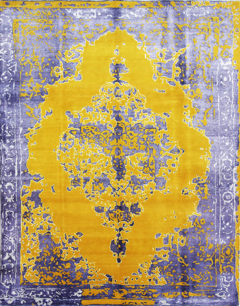 Bombay Yellow, 307x247 cm, Wolle und seide, Indien - Orientteppiche Zarif