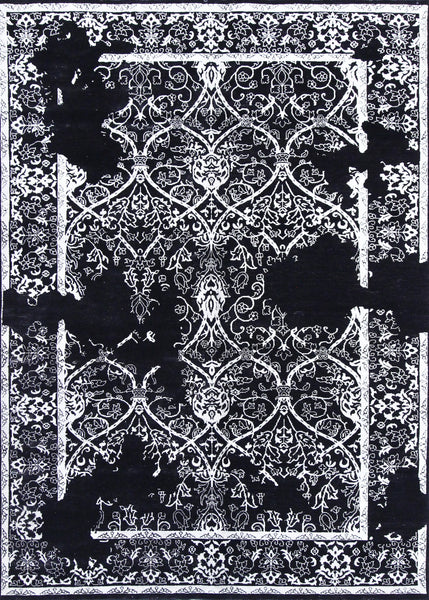 Bombay Black, 235x168 cm, Wolle und seide, Indien - Orientteppiche Zarif