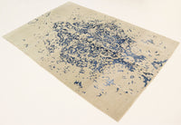FloorArt Cyan on Grey, 299x203 cm, Wolle und seide, Indien - Orientteppiche Zarif
