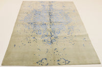 FloorArt Cyan on Grey, 299x203 cm, Wolle und seide, Indien - Orientteppiche Zarif