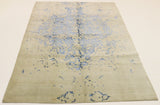 FloorArt Cyan on Grey, 299x203 cm, Wolle und seide, Indien - Orientteppiche Zarif