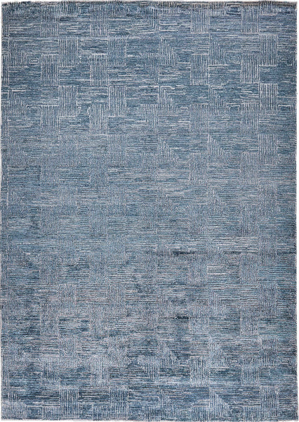 FloorArt Grid Blue, Mehr Dimensionen, Wolle und seide, Indien