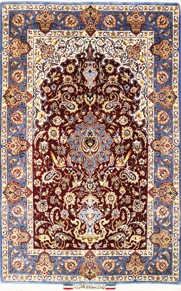 Isfahan Fine, 180x110 cm, Wolle und seide, Iran - Orientteppiche Zarif